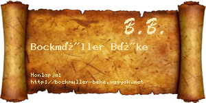 Bockmüller Béke névjegykártya